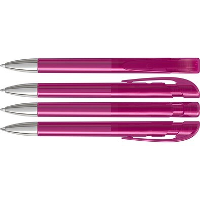uma® Kugelschreiber YES SI transparent inkl. Metallspitze, magenta