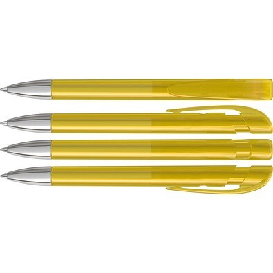 uma® Kugelschreiber YES SI transparent inkl. Metallspitze, ockergelb