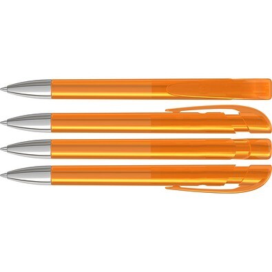 uma® Kugelschreiber YES SI transparent inkl. Metallspitze, orange