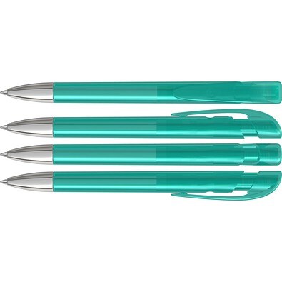 uma® Kugelschreiber YES SI transparent inkl. Metallspitze, petrol