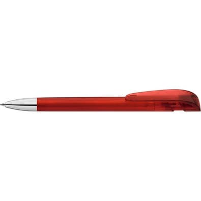 uma® Kugelschreiber YES SI transparent inkl. Metallspitze, rot