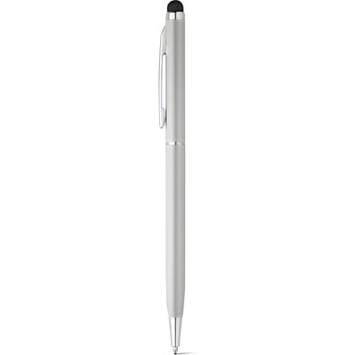 ZOE. Aluminium-Kugelschreiber mit Drehmechanik und einer Touch-Spitze, Satinsilber