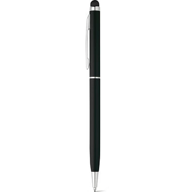 ZOE. Aluminium-Kugelschreiber mit Drehmechanik und einer Touch-Spitze, Schwarz