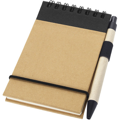Zuse Spiral Notizblock mit Stift, DIN A7, liniert, natur,schwarz