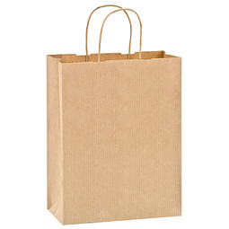 Papier-Tragetasche gerippt, 24 x 32 x 11 cm, natur