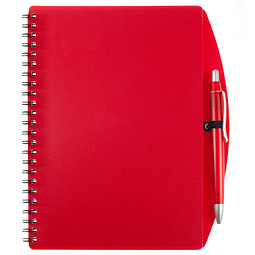 Notizbuch Busy mit Kugelschreiber, DIN A5, liniert, rot