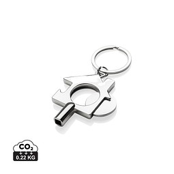 3-in-1 Schlüsselring aus RCS rec. Zinklegierung, silber