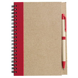 Notizbuch Recycling mit Kugelschreiber, rot