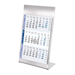 Geiger-Notes 3-Monats-Tischkalender Edelstahl, grau/blau, 2026/2027