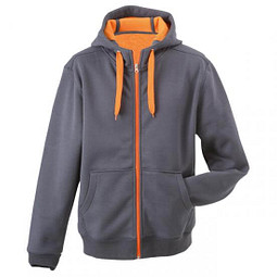 JAMES & NICHOLSON Unisex Jacke mit Kapuze, grau/orange, L