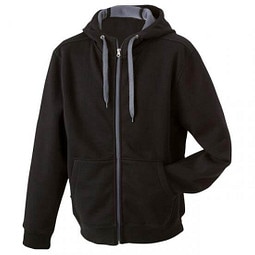 JAMES & NICHOLSON Unisex Jacke mit Kapuze, schwarz/grau, L