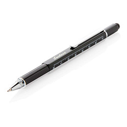 XD COLLECTION Aluminium Tool-Stift 5-in-1, blaue Mine, schwarz