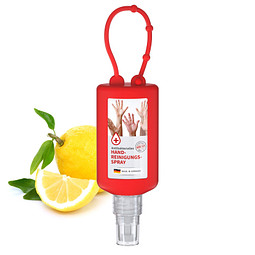 Handreinigungsspray antibakteriell, inkl. Druck, Bumper 50 ml, rot