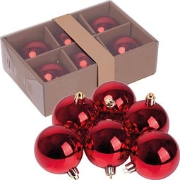6er Set Weihnachtskugeln PATRICIA, rot