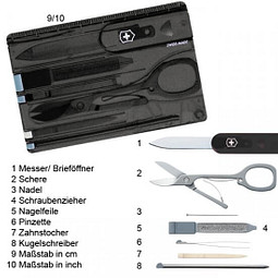 VICTORINOX Multifunktions-Set SwissCard, schwarz/transparent