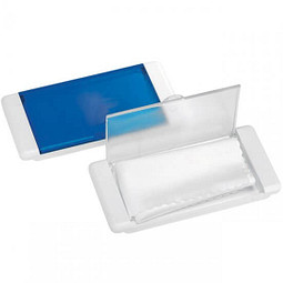 Microfasertuch in Box, Weiß/Blau