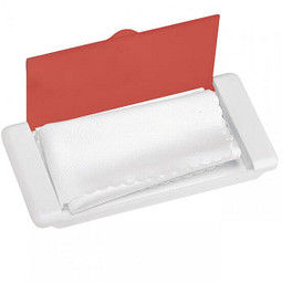 Microfasertuch in Box, Weiß/Rot