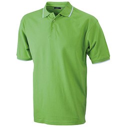 JAMES & NICHOLSON Herren Poloshirt Pique, hellgrün/weiß, L