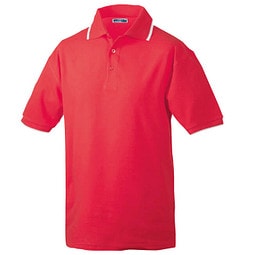 JAMES & NICHOLSON Herren Poloshirt Pique, rot/weiß, L