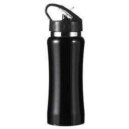 Metall-Trinkflasche Energy, ohne Trinkhalm, 600 ml, schwarz
