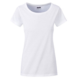 JAMES & NICHOLSON Damen T-Shirt Basic aus Bio-Baumwolle, weiß, M