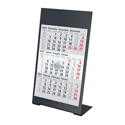 Geiger-Notes 3-Monats-Tischkalender aus Metall 2026/2027, anthrazit