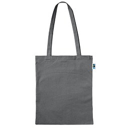 Fairtrade Baumwolltasche mit langen Henkeln, stahlgrau