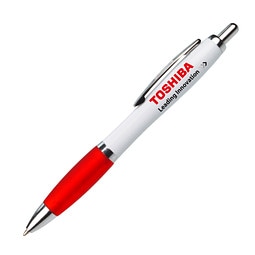 LANCE® Kugelschreiber Milano, blaue Mine, weiß/rot