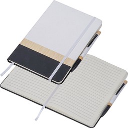 A5 Notizbuch mit Kugelschreiber, weiß