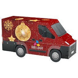 Adventskalender Transporter, Alpenmilch-Schokotäfelchen, Christbaumkugeln Gold