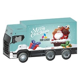 Adventskalender LKW, Ritter SPORT Schokowürfel, Weihnachtsmann im Kamin