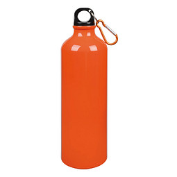 Aluminium-Trinkflasche mit Karabinerhaken, 750 ml, orange