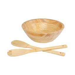Argulls Salatschüssel und -besteck aus Bambus, natural