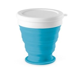 ASTRADA. faltbarer Reisebecher aus Silikon und PP 250 ml, Hellblau