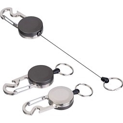 Ausziehbarer Schlüsselanhänger mit Karabiner aus Metall PEGGY, schwarz