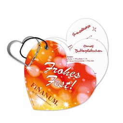 Backförmchen mit Rezeptblock Weihnachtsherz, 1-seit. Druck