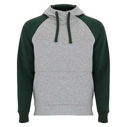 Badet zweifarbiger Kapuzenpullover für Kinder, heather grau / dunkelgrün, 3/4