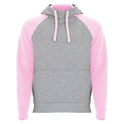Badet zweifarbiger Kapuzenpullover für Kinder, heather grau / hellrosa, 9/10