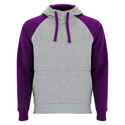 Badet zweifarbiger Kapuzenpullover für Kinder, heather grau / lila, 9/10
