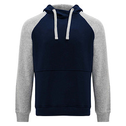 Badet zweifarbiger Kapuzenpullover für Kinder, Navy Blue / heather grau, 7/8