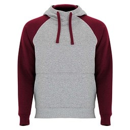 Badet zweifarbiger Kapuzenpullover Unisex, heather grau / Garnet, XS