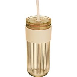 Becher mit Trinkhalm, 660ml SOLEDAD, beige