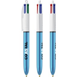 BIC® 4 Colours® Shine Kugelschreiber Weiß/Blaumetallic