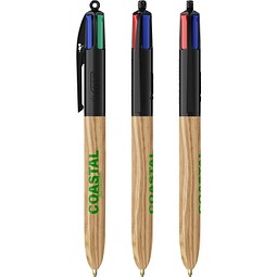 BIC® 4 Colours® Wood Style Schwarz - Naturholz