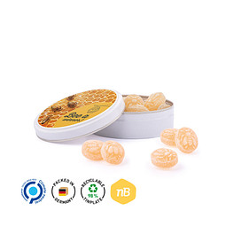 Bonbondose Midi, Honigbienen Bonbons, inkl. Druck, weiß