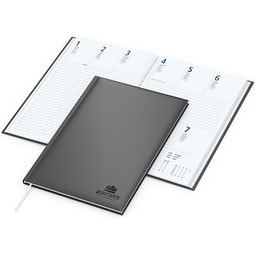 Geiger-Notes Buchkalender Media Bestseller, anthrazit, inkl. Prägung schwarz-glänzend