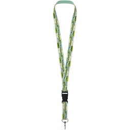 Bucks Sublimation Lanyard mit Schnappverschluss aus recyceltem PET Kunststoff, schwarz, 15mm
