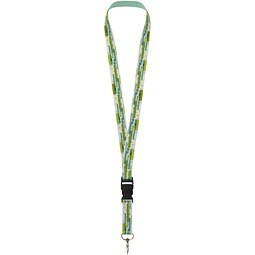 Bucks Sublimation Lanyard mit Schnappverschluss aus recyceltem PET Kunststoff, schwarz, 25mm