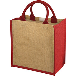 Chennai Jute Tragetasche, natur,rot