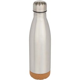 Cove 500 ml doppelwandige, vakuumisolierte Trinkflasche aus Edelstahl mit Korkdetails, mattsilber